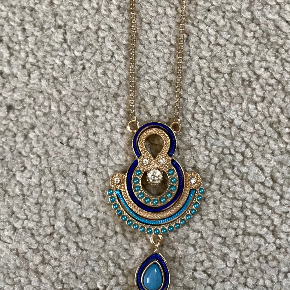 Blue/gold costume necklace